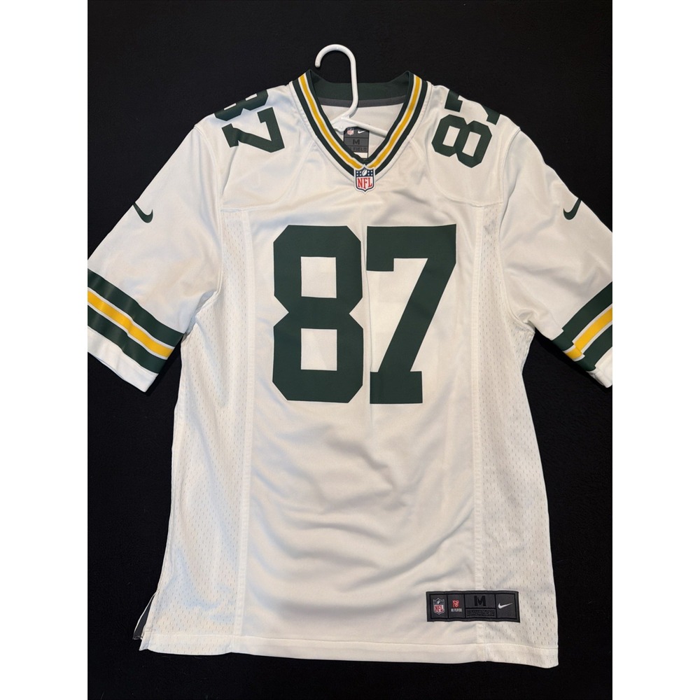 Nike On Field Green Bay Packers No. 87 Jordy Nelson White Mens Medium